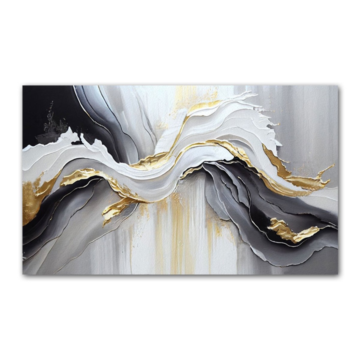 Harmony of Gold n Grey 3d Heavy Textured Partial Oil Painting